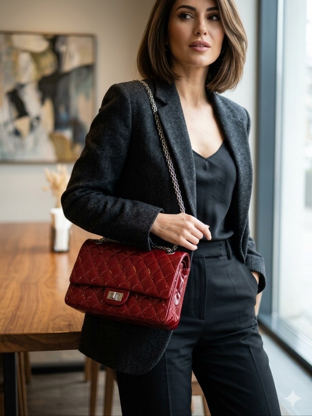 Chanel Red 2.55 Reissue Quilted Patent Leather Crossbody Flap Bag